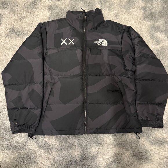 The North Face 1996 Down Kaws Black Puffer Jacket Size Medium or Large - Picture 1 of 4